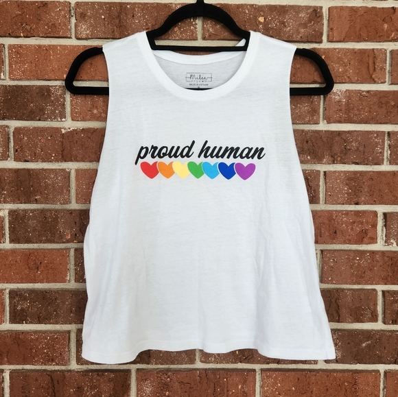 Miken Tops - Miken Flow proud human pride crop muscle tee tank top